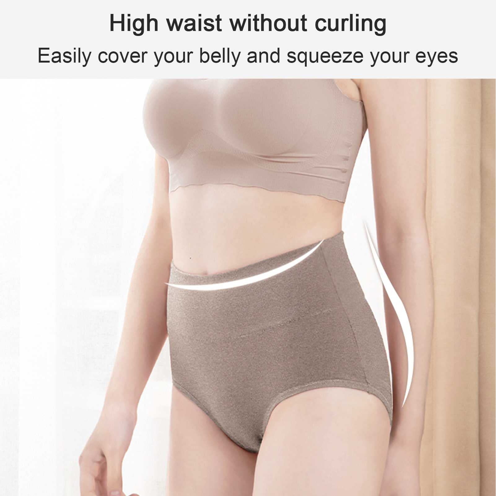 Wysokiej jakości bawełniane majtki ciążowe Pakiet 4 brak pokazu wysokiej talii majtki bielizna stretch Postpartum Maternity Figi(Color:1,Size:M)