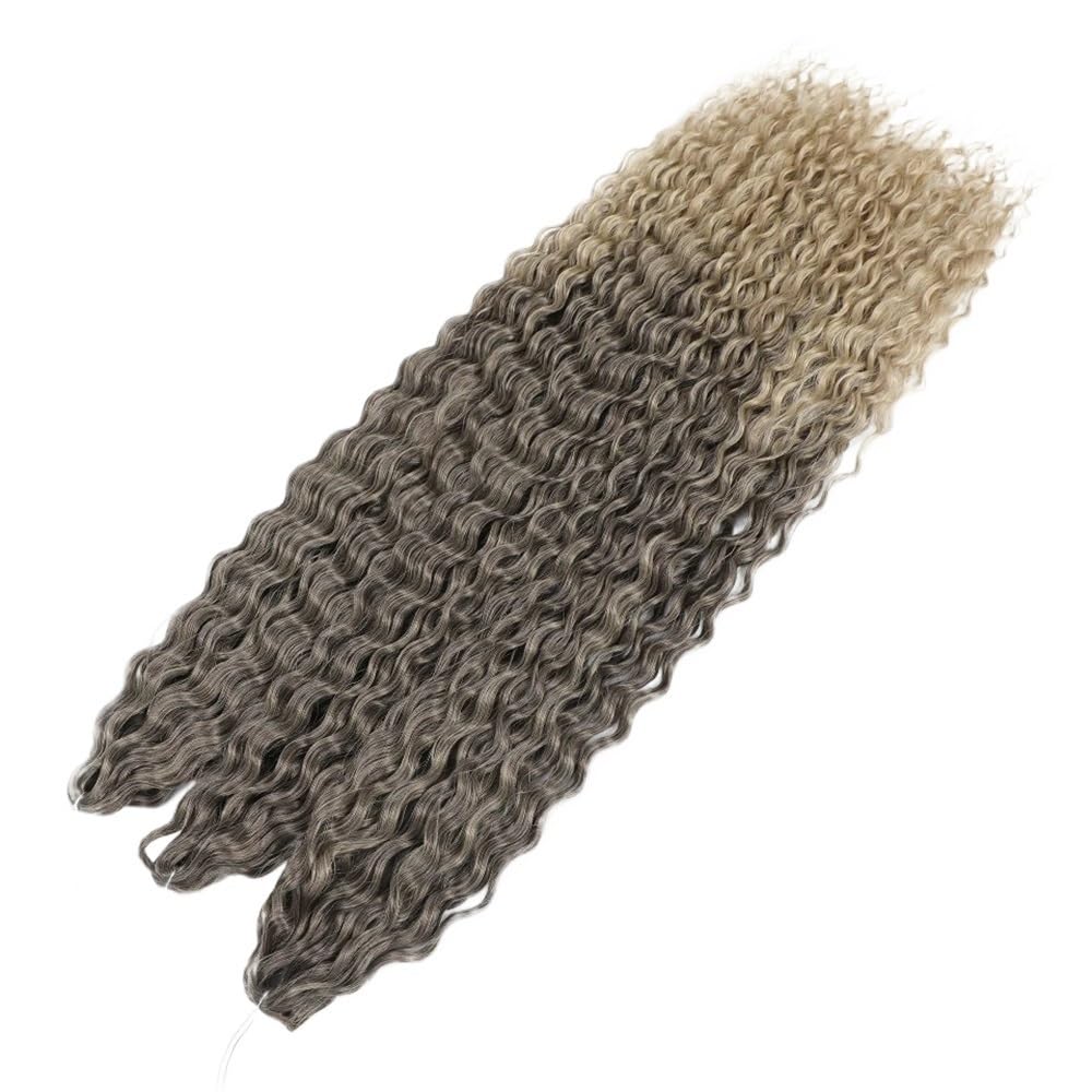 Zestaw 3 długich kręconych peruk, szydełkowe falowane włosy, dla czarnych kobiet, głębokie warkocze do warkoczyków boho (T4-24,22 cala-55 cm)