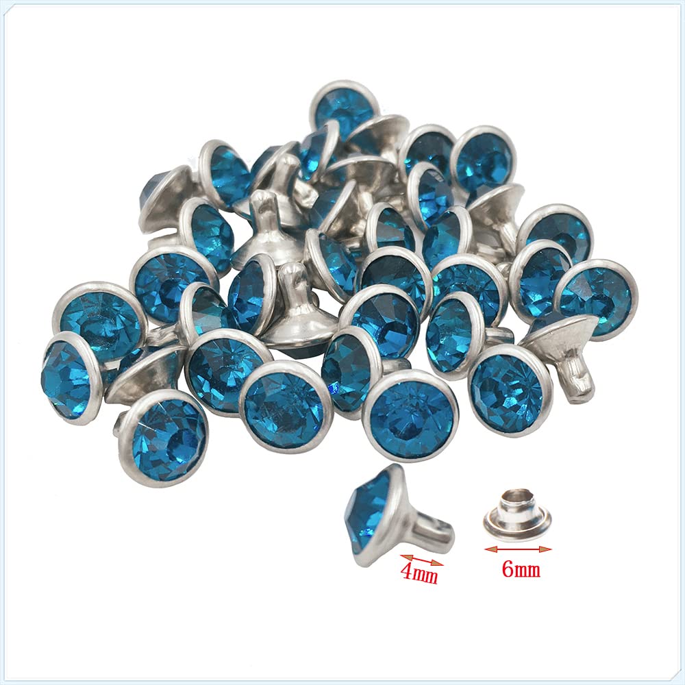 Set Di 500 Rivetti Con Cristalli Zirconia Cubica Colori Misti E Base Argento - 4/6/8 Mm Per Artigianato In Pelle E Fai Da Te - 4
