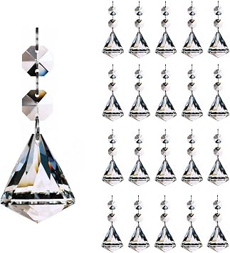 20pcs Crystal Suncatcher Prism Hanging Glass Ball 30mm Clear