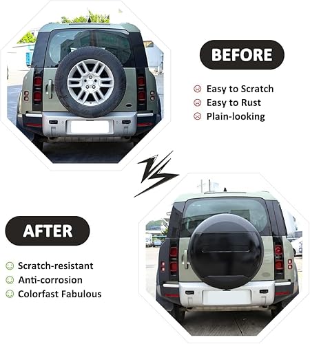 Miniatura 2 de Cubierta protectora para neumático de repuesto para Land Rover Defender 90 110 130 2020-2024 2020-2024, accesorios exteriores de coche (negro)