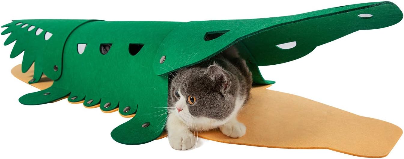 Yiotl Cat Toy Tunnel Crocodile Tunnels for Small Pets Kittens, Ferrets, Puppy, Rabbits and Dogs