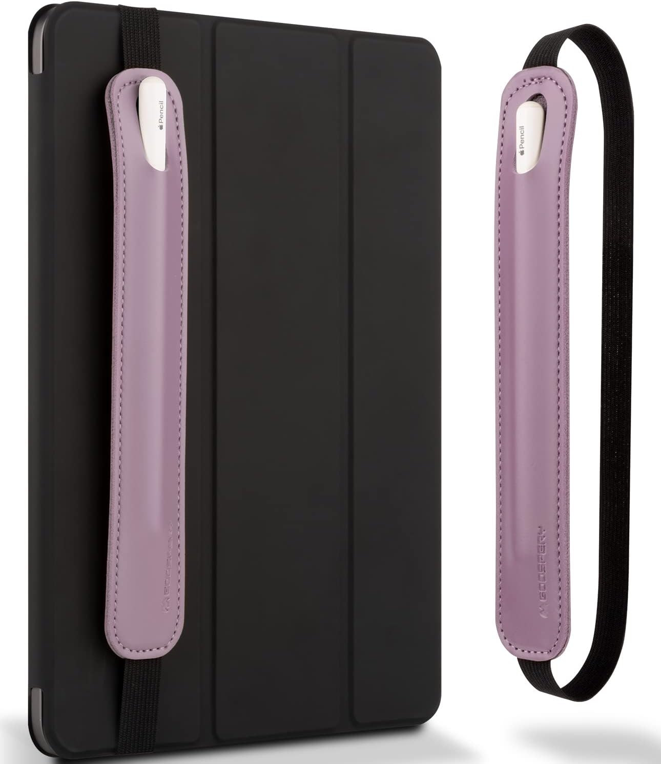 Goospery Pencil Holder Compatible with Apple Pencil Case (1st & 2nd Generation) Stylus Pen Sleeve PU Leather Accessories Elastic Band for All Tablets including iPad Pro 12.9 11 inch Air 4th - Lavender