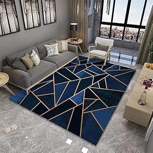Kunsen antislip vloerkleed baby tapijt Blauw geometrisch ontwerp gele lijn decoratie antislip aanpasbare slaapkamer tapijten 80x160cm