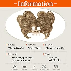 youngways Messy Bun Hair Piece Side Comb Clip in Hair Bun Hairpiece for Women Short Natural Straight Versatile Adjustable Styles Easy Hair pieces (Brunette/Ash Blonde-C)