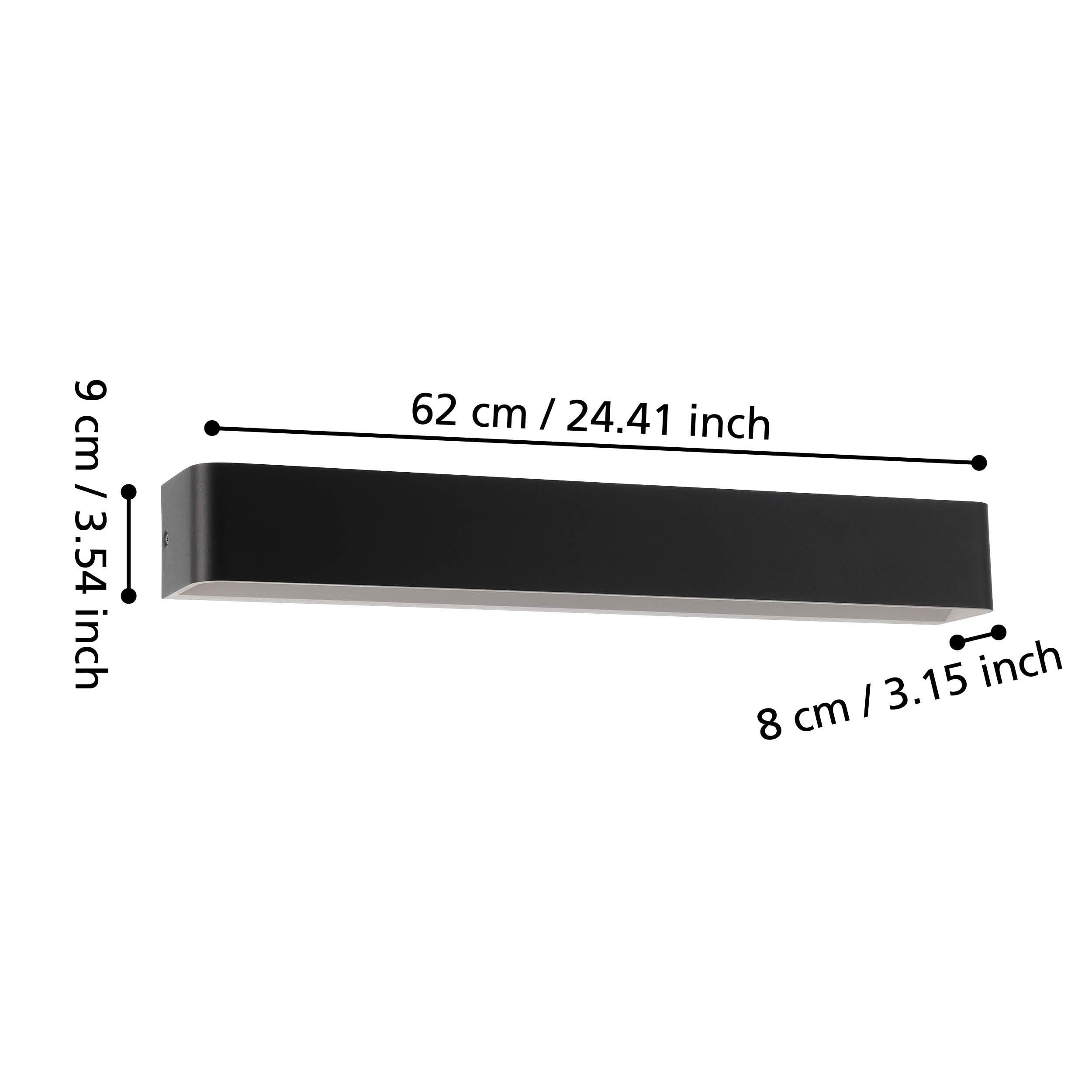EGLO LED Wandlampe Sania 5, 1 flammige Wandleuchte, minimalistisch | Wandbeleuchtung aus Metall in Schwarz, Weiß, Kunststoff in Satiniert, LED Badezimmer Lampe warmweiß, L 62 cm, IP44