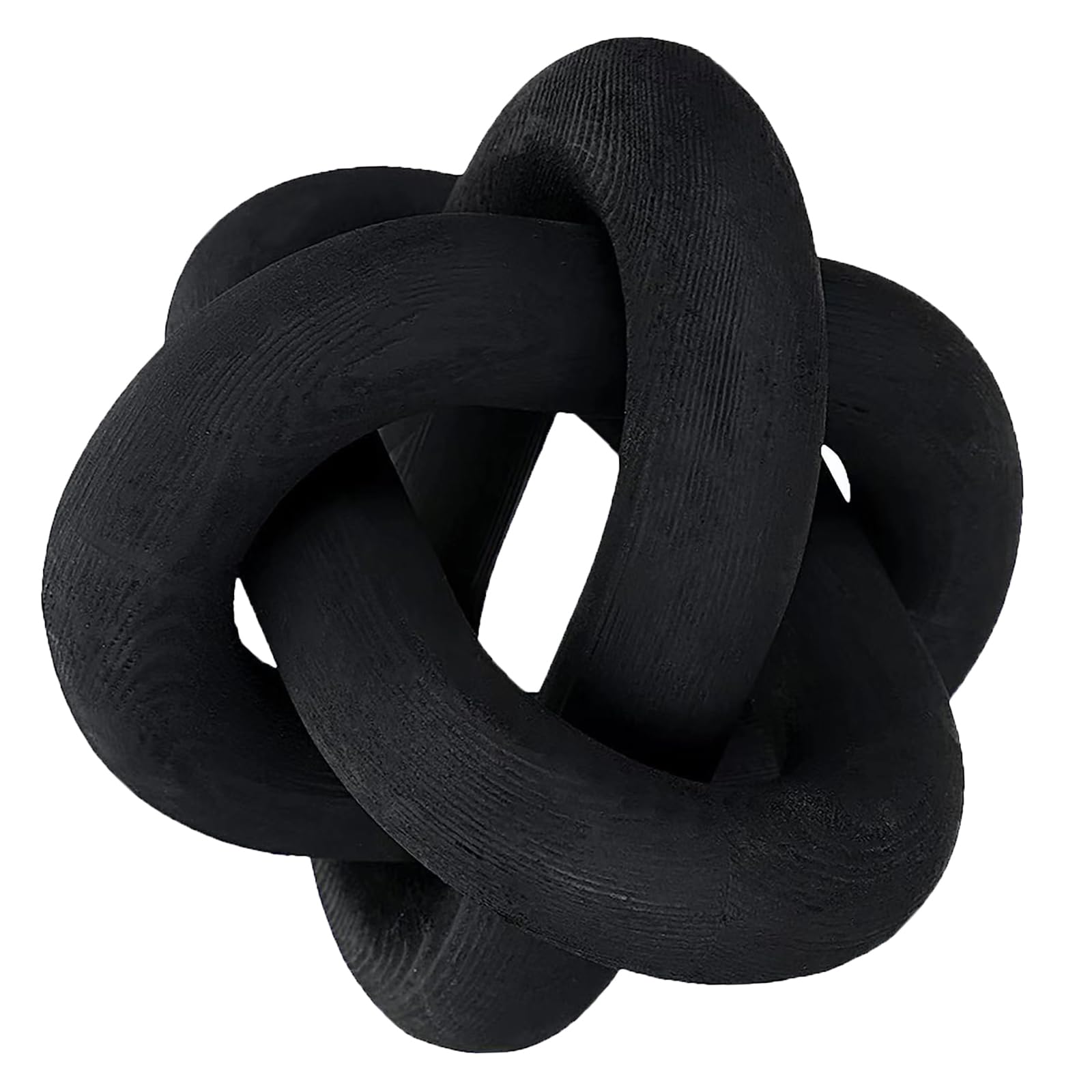 Deerwin Black Wood Knot Chain Link Decor - Link Boho Wooden Hand Carved Decorative Wooden Links Knots For Coffee Table Entryway Modern Farmhouse Shelf Decoration (Black) Size 3