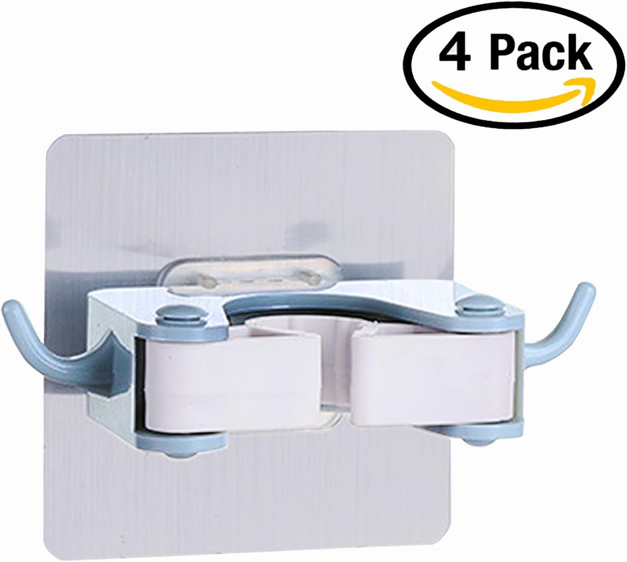 PyroSail Mop Broom Holder and Garden Tool Organizer for Rake or Mop Handles, Remove Clutter from Bathroom and Laundry Room, Closet and Garage Organization System, Self-adhesive (4PCs Blue)