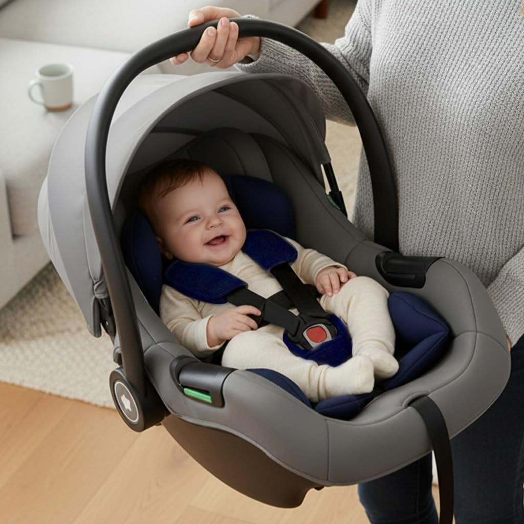 StarAndDaisy 2-in-1 Carry Cot for Newborn Baby/car seat with Adjustable Handle, 3-Point Safety Belt & Removable Canopy/Portable Baby Cot/Baby/Infant Car Seat for 0–2 Years - Blue