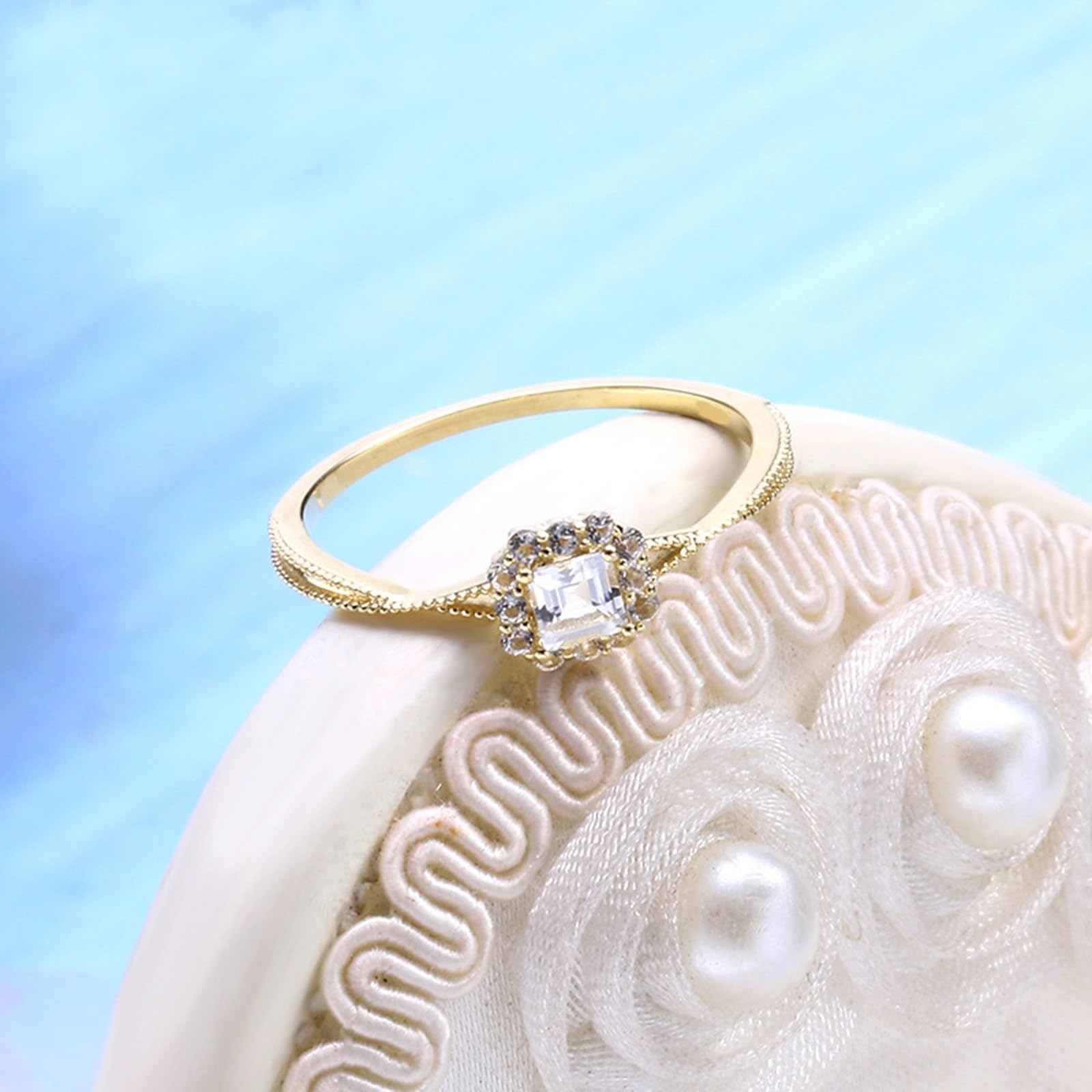 Anillos de la amistad de oro de 9 K/14 K/18 K, diseño cuadrado de filigrana de moissanita