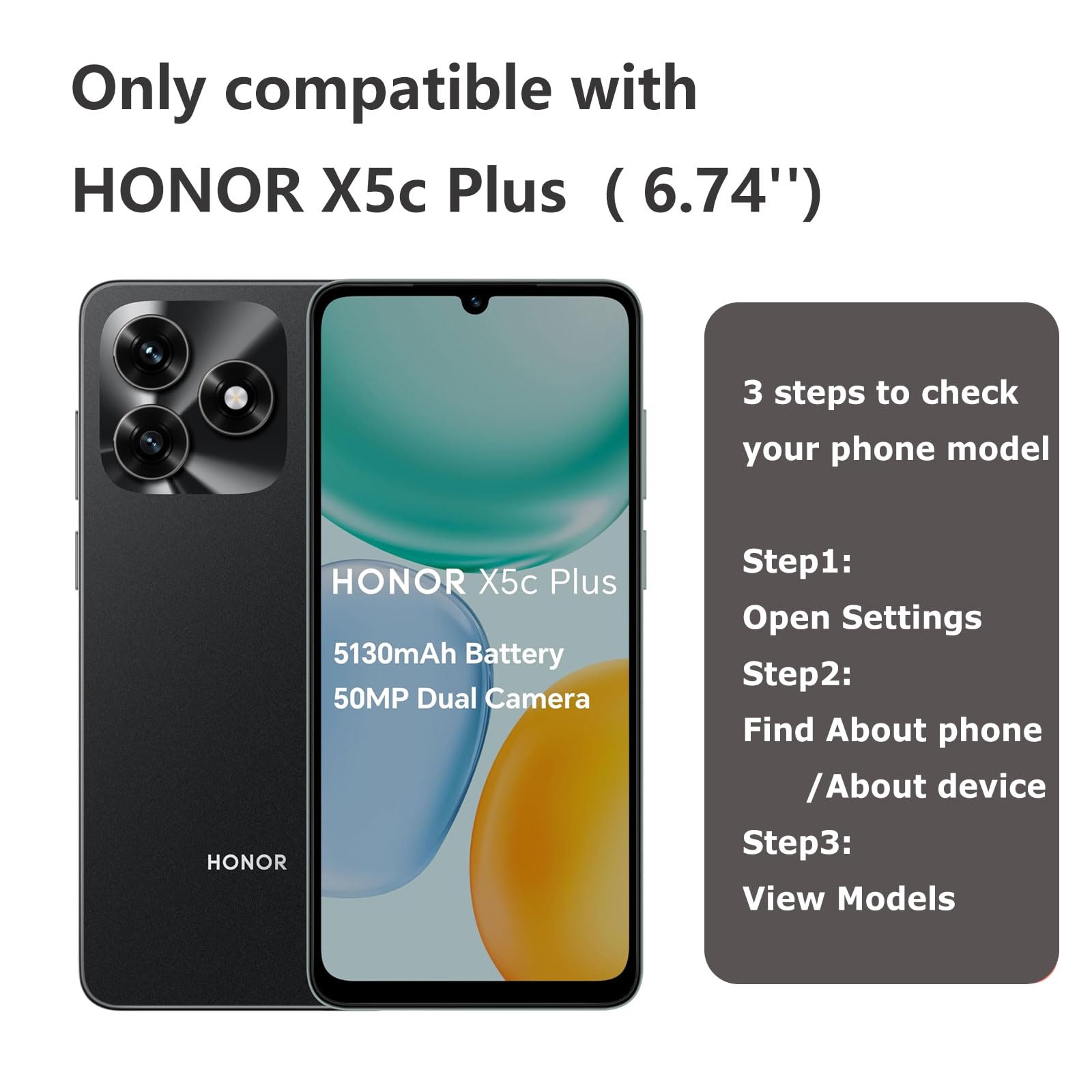 BUNALFaa Custodia per Honor X5c Plus (6.74) Cover Black morbido silicone TPU skin bumper case pelle + 3 Pack HD di Vetro Temperato Pellicola Film Protettivo schermo BUNALFaa Custodia per Honor X5c Plus (6.74) Cover Black morbido silicone TPU skin bumper case pelle + 3 Pack HD di Vetro Temperato Pellicola Film Protettivo schermo