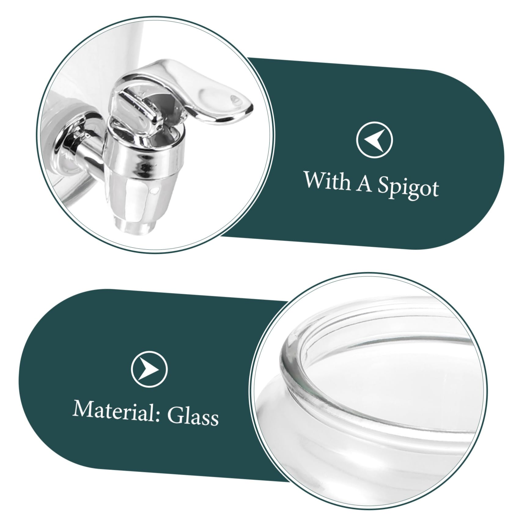 ULTECHNOVO Dispensador de Bebidas con Grifo de Vidrio Claro, Botella para Almacenar Vino con Diseño Simple y Práctico, Adecuado para Uso en Casa o Eventos