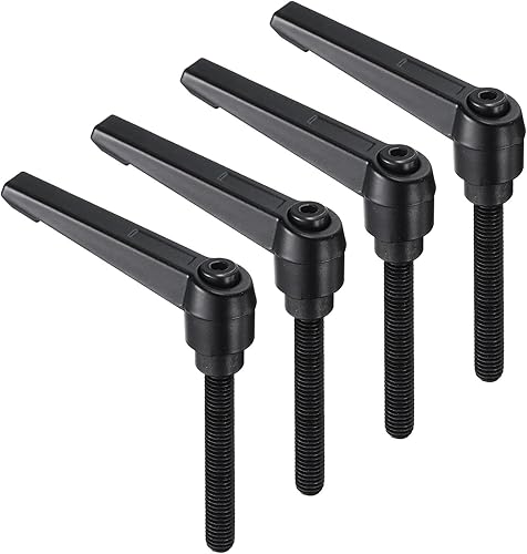 Miniatura 140 de uxcell 4 manijas de palanca de sujeción, perno macho roscado de acero al carbono de óxido negro M8 x 0.59 pulgadas, asas ajustables de bloqueo