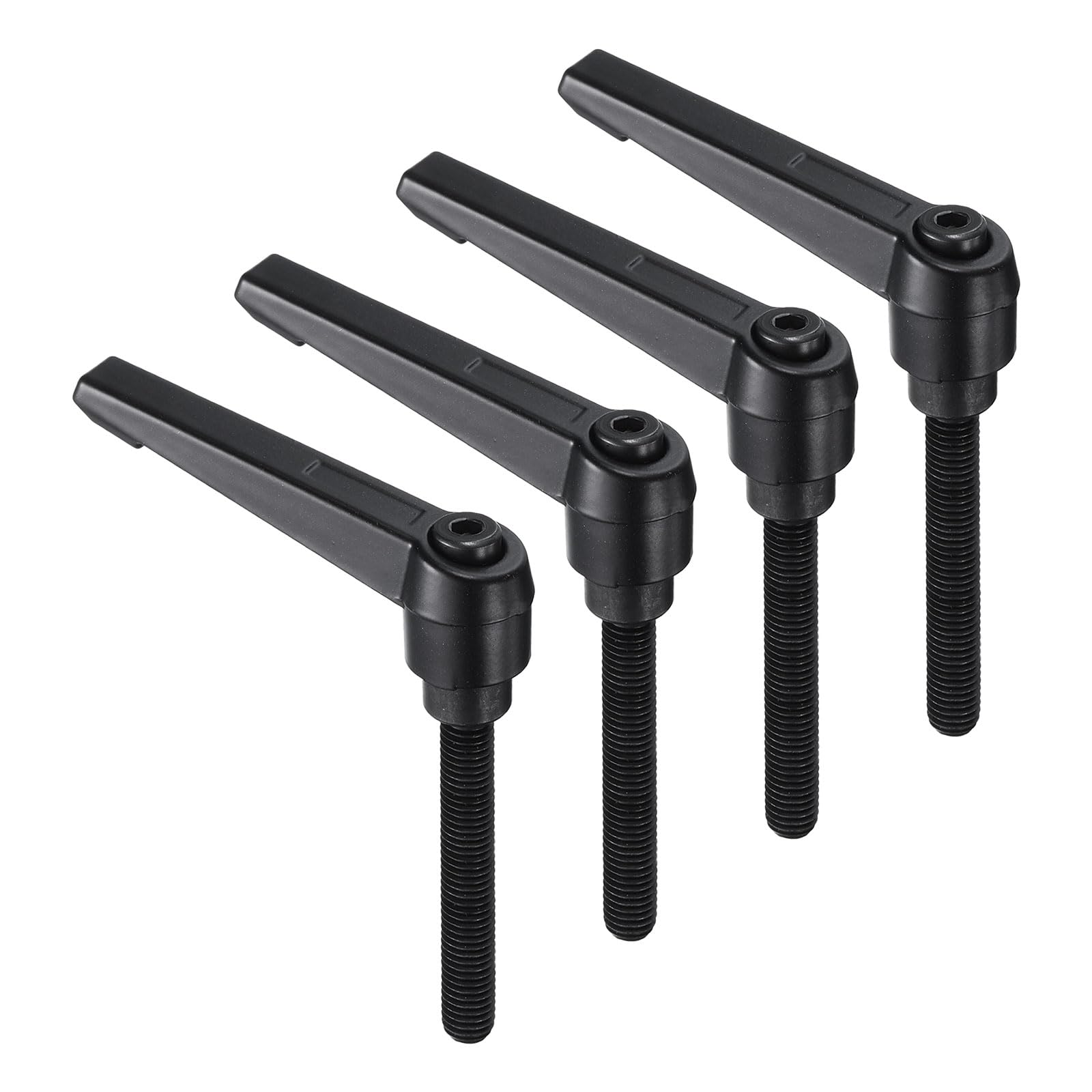 uxcell 4pcs Clamping Lever Handles, M8 x 60mm Black Oxide Carbon Steel Threaded Male Stud, Adjustable Handles Locking Quick Release Ratchet Push Button Bolt Knobs, Black