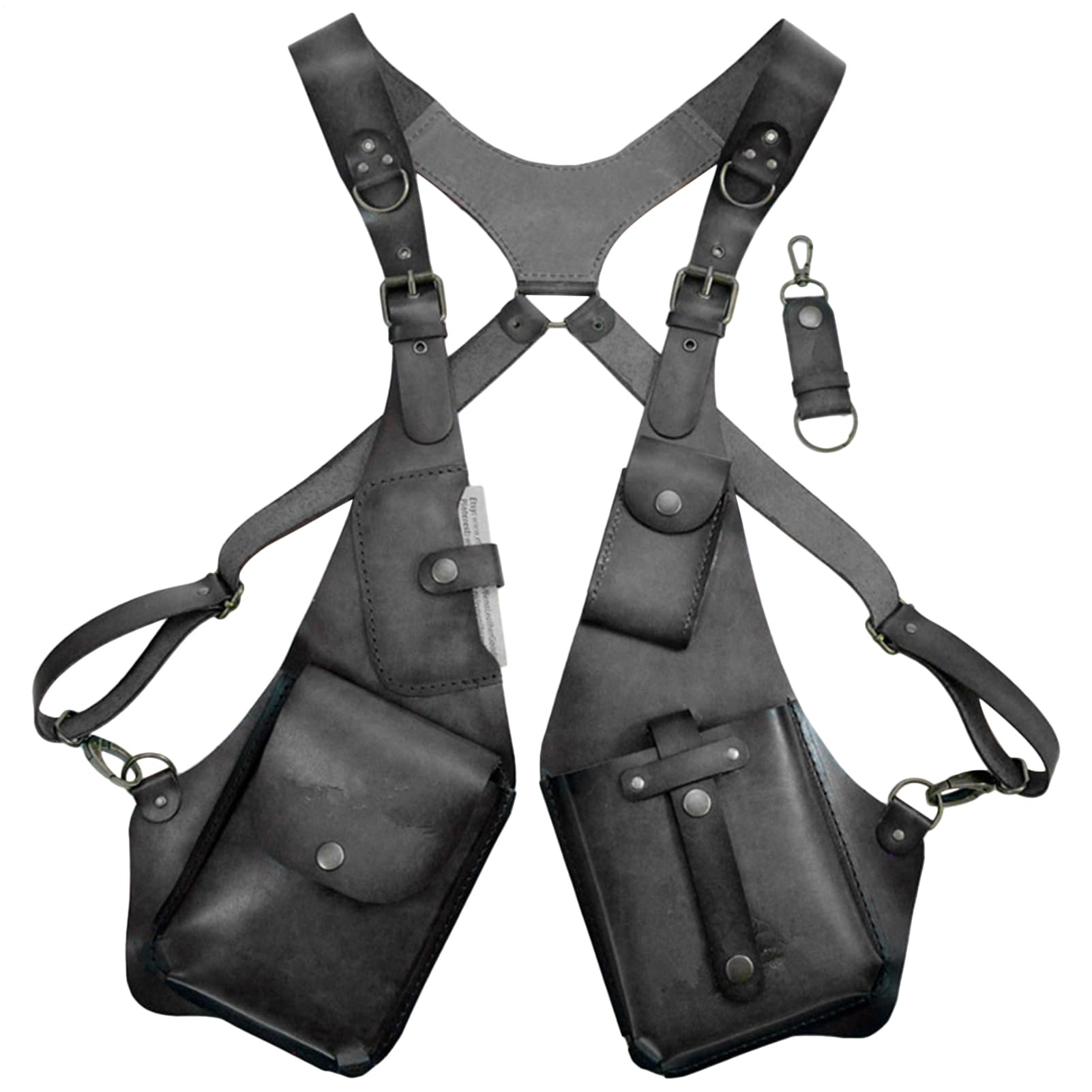 Arnés antirrobo de cuero para hombre, bolso de hombro medieval para las axilas, bolso de hombro para las axilas, cartera con correa ajustable, cartera para teléfono y cinturón, vintage
