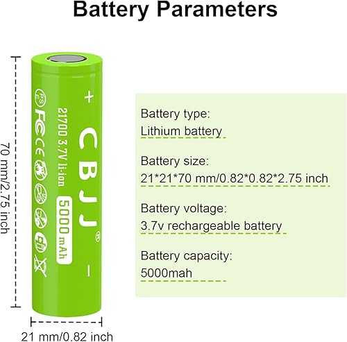 Miniatura 2 de CPZZ 3.7v 21700 batería recargable 5000mah gran capacidad 3.7Volt batería recargable para linternas ect, 2pack 3.7v