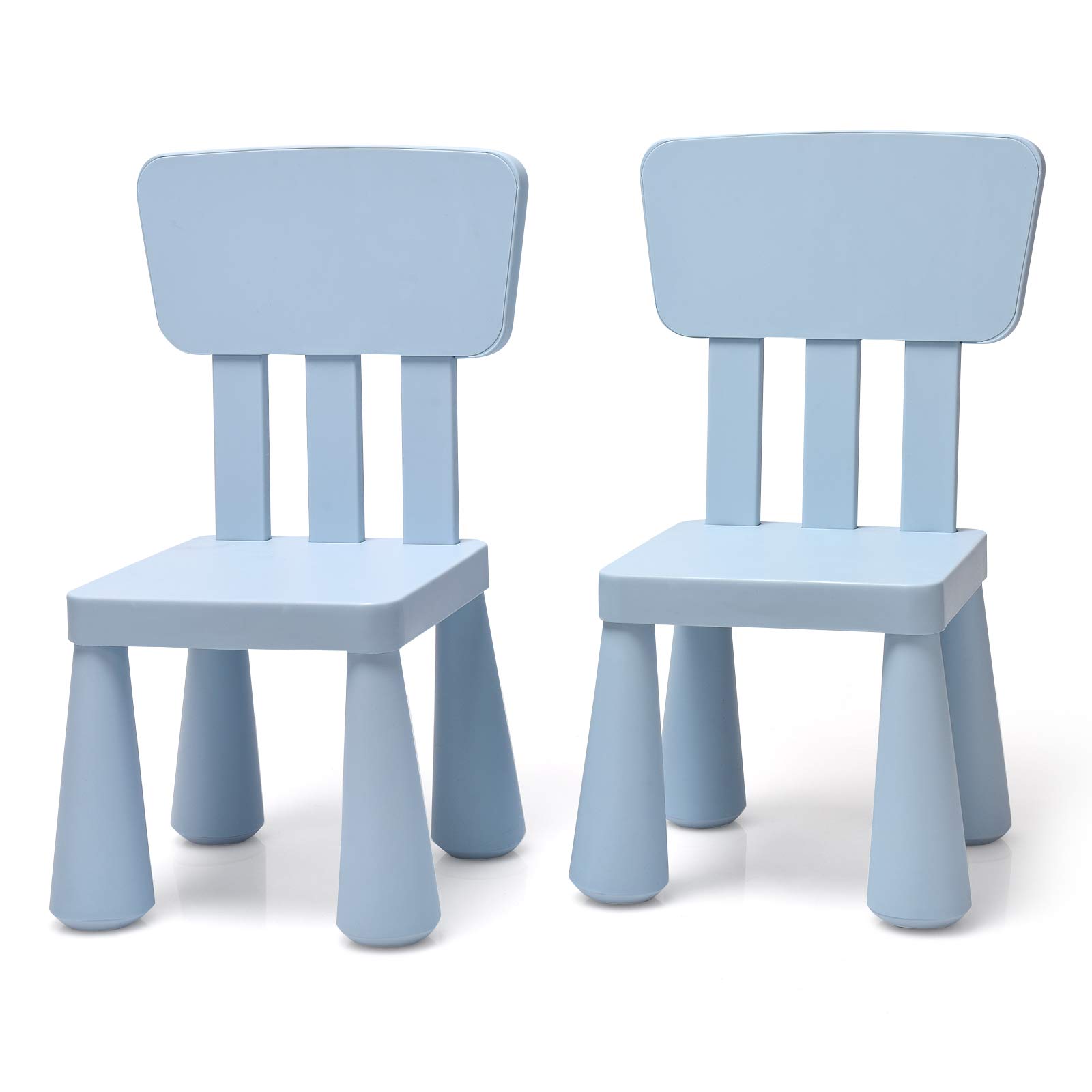 RELAX4LIFE 3-teilige Kindersitzgruppe, Kindermöbelset: 2 Stühle & 1 Tisch, Sitzgarnitur für Kinder zum Schreiben & Lesen & Spielen & Essen, Tisch & Stuhl jeweils bis 50 kg belastbar, Kunststoff (Blau)