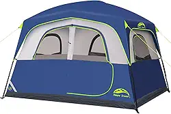 Happy Travel Barraca para 6 pessoas para acampamento, impermeável e fácil configuração, barraca de acampamento com mosca de chuva, barraca portátil grande para família com 5 janelas grandes de malha e