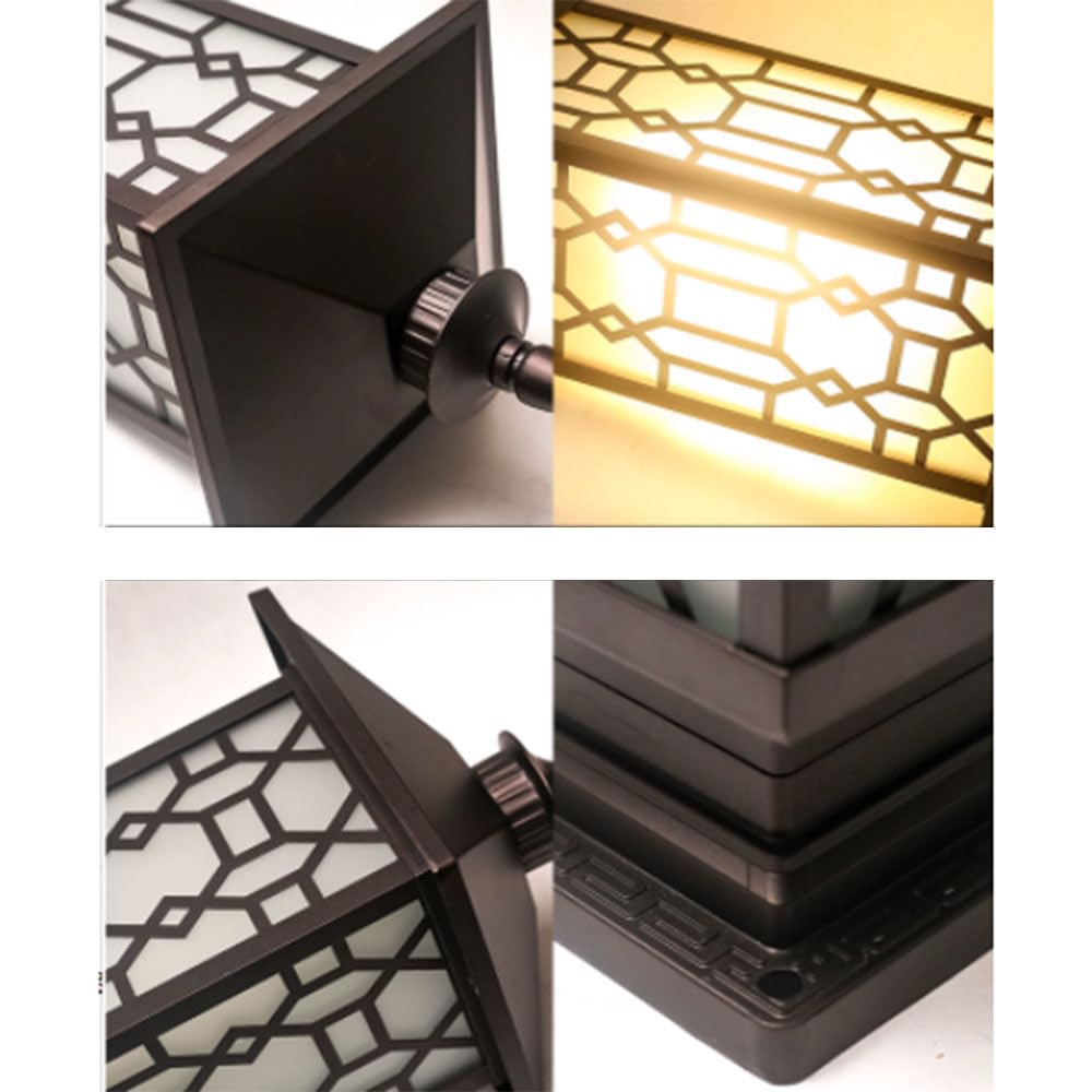Luz De Pilar Grande De 52 Cm Lámpara De Poste Moderna para Exteriores Baliza Luminosa De Aluminio Fundido con Paneles De Vidrio, Lámpara Exterior De Estilo Chino Vintage con Bombilla E26