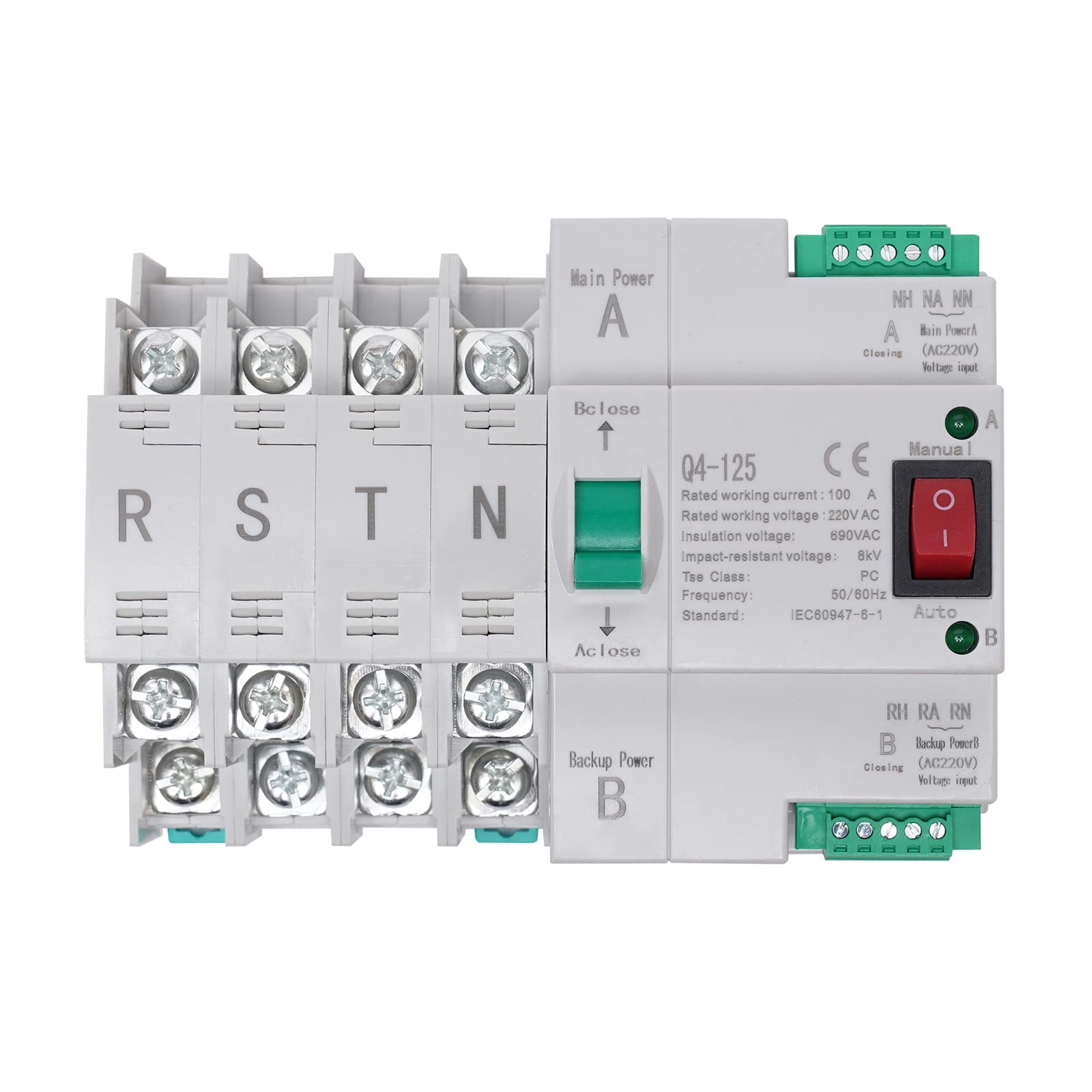 Conmutador de transferencia Dual Power 4P 100A 220V Interruptor de transferencia doble