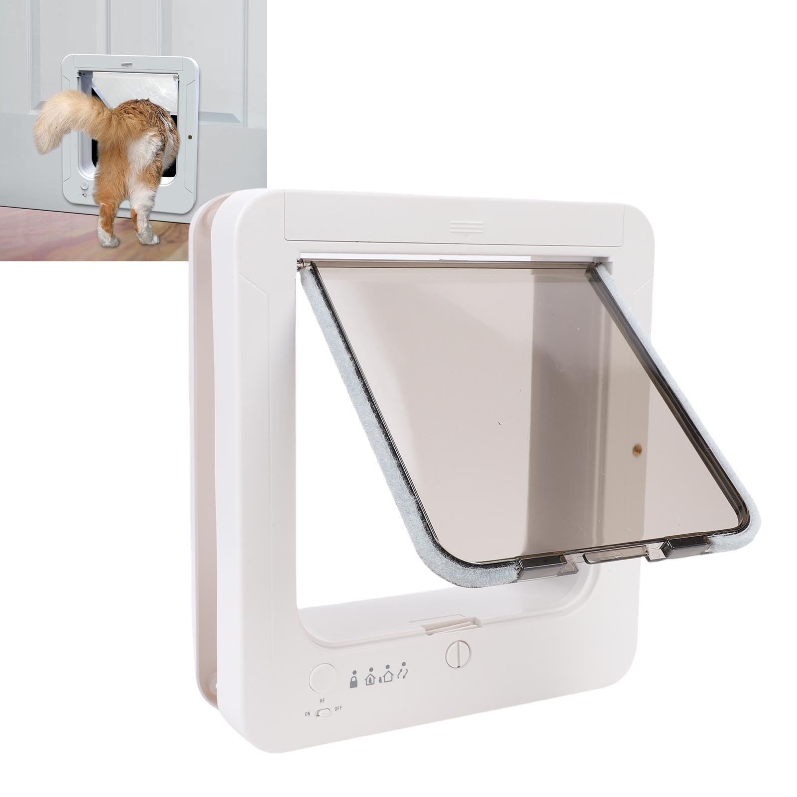 AMONIDA Puerta Inteligente para Gatos, Puerta Automática para Mascotas, Trampilla Electrónica para Gatos con Microchip y Sensor de Cuello para de Interior y Exterior, Resist