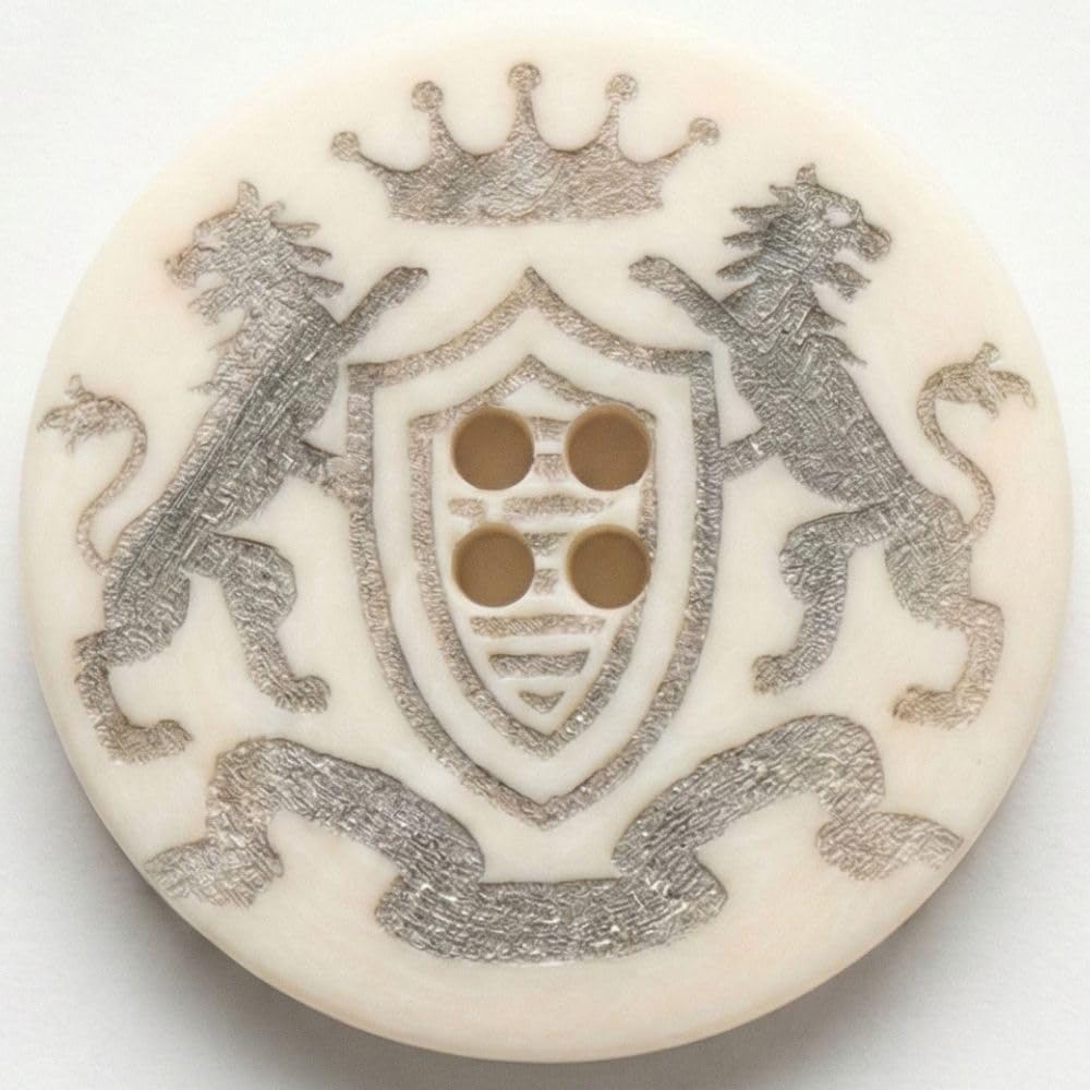 Ivory Heraldic Lions 4-Hole Sewing Buttons - 23mm - Pack of 4 - Coat of Arms Style Replacement Buttons for Coats, Knitwear & Crafts - Giddy Square — image 1