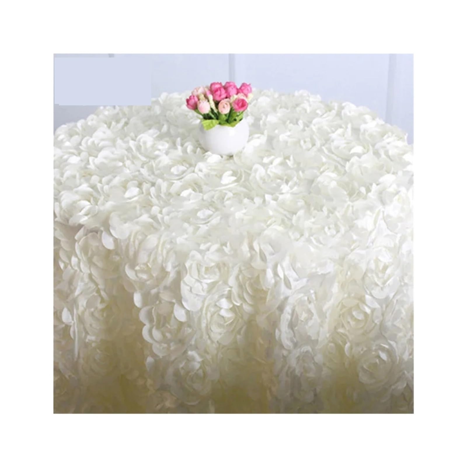 SHENJMAI Round Skirt Tablecloth Three Dimensional Rose Tablecloth, Petal Wedding, Modern Hotel(7)
