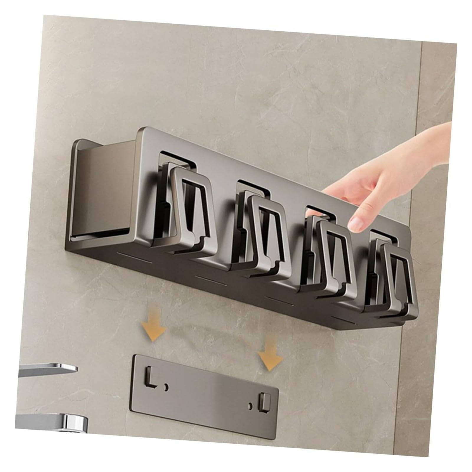 Portacepillos de Dientes Organizador de cepillos Dientes Elegante, Soporte for Cepillo uñas montado en la Pared, Almacenamiento Tazas Vaso de Enjuague bucal Reutilizable