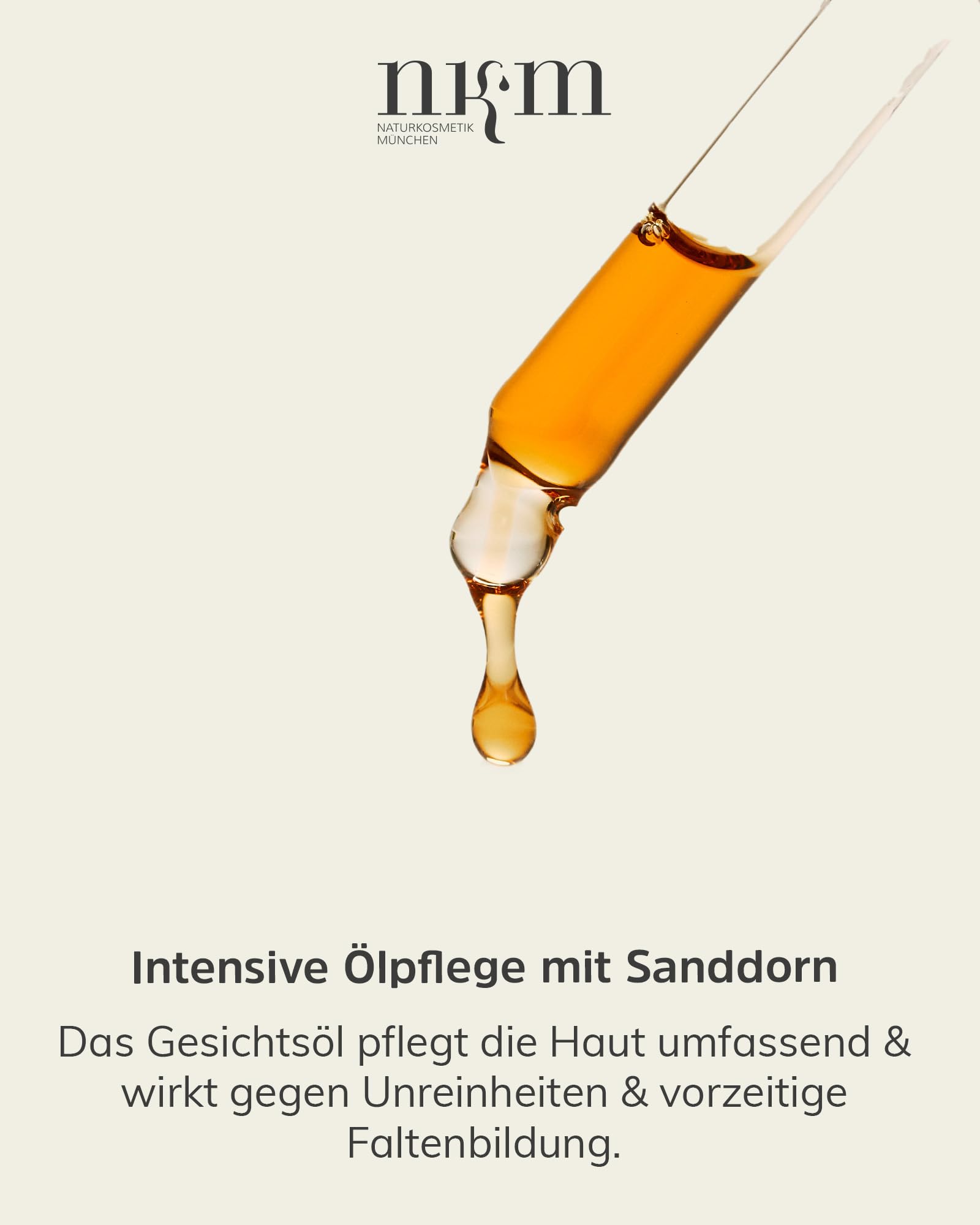 nkm Naturkosmetik München Intensivöl - 30 ml - Gesichtsöl mit Sanddorn - Umfassende Pflege - Vegan - Für alle Hauttypen - Dermatologisch Getestet