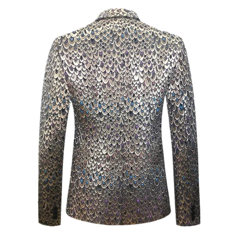 Classic Fish Scale Jacquard Suit Autumn Men's Wedding Ball Party Stage Dress Clothes4