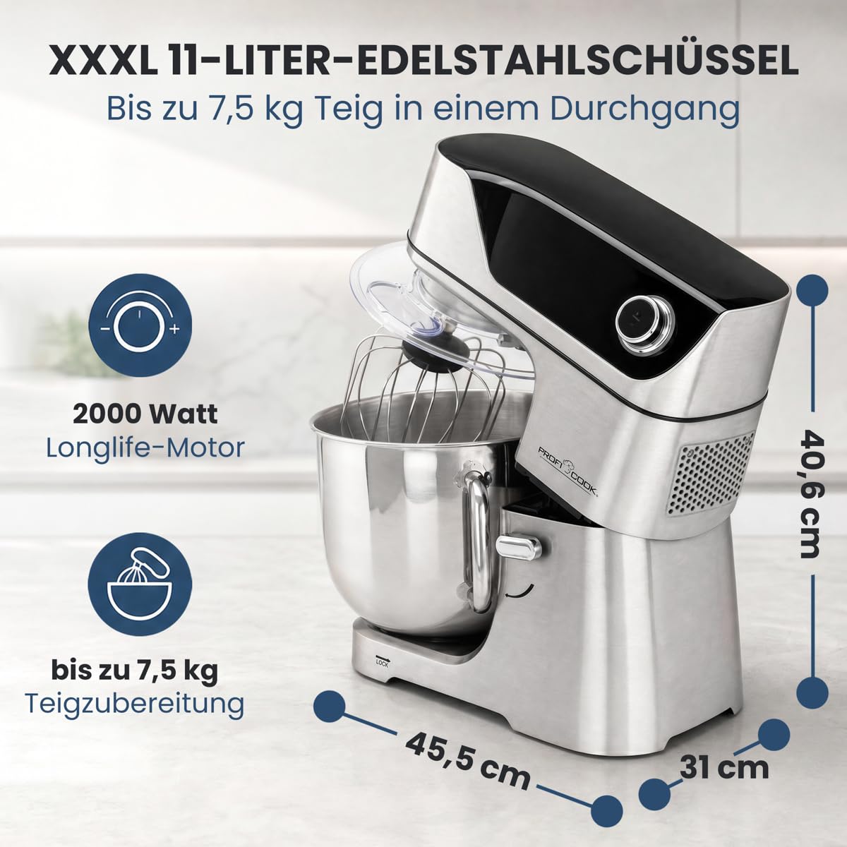 ProfiCook® Küchenmaschine | 2000W | 11L | 12 Stufen | PC KM 1338