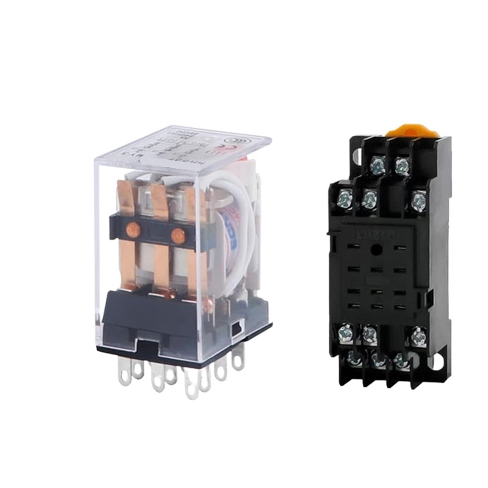 Interruptor de relé intermedio electromagnético Generalel de bobina miniatura de 5 piezas con base PYF08A HH53P LED 12/24/36 V CC 110/220 V CA(AC (5Pcs),12V With Base)