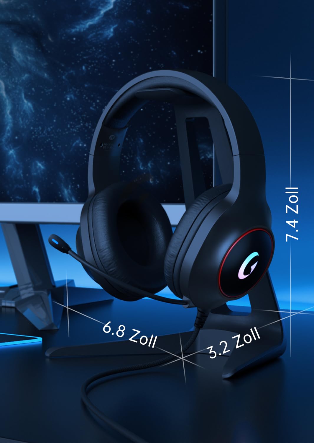 Cascos Gaming para PC, PS4, PS5, Auriculares Gaming con Micrófono, Cascos PS5 para Play 4, Switch, Xbox Series, Negro