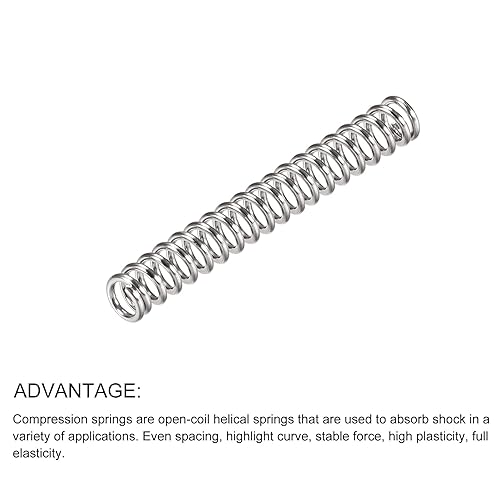Miniatura 25 de METALLIXITY Resortes de compresión (0.031 x 0.315 in de diámetro exterior, 1.969 in de longitud libre) 20 unidades, resorte de extensión de acero