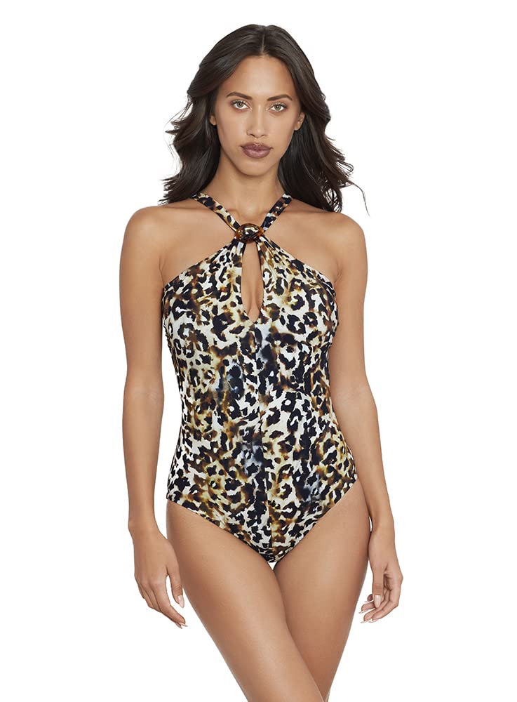 Amoressa Women's Swimwear Obsessed Elepha High Neck Soft Cup One Piece Swimsuit