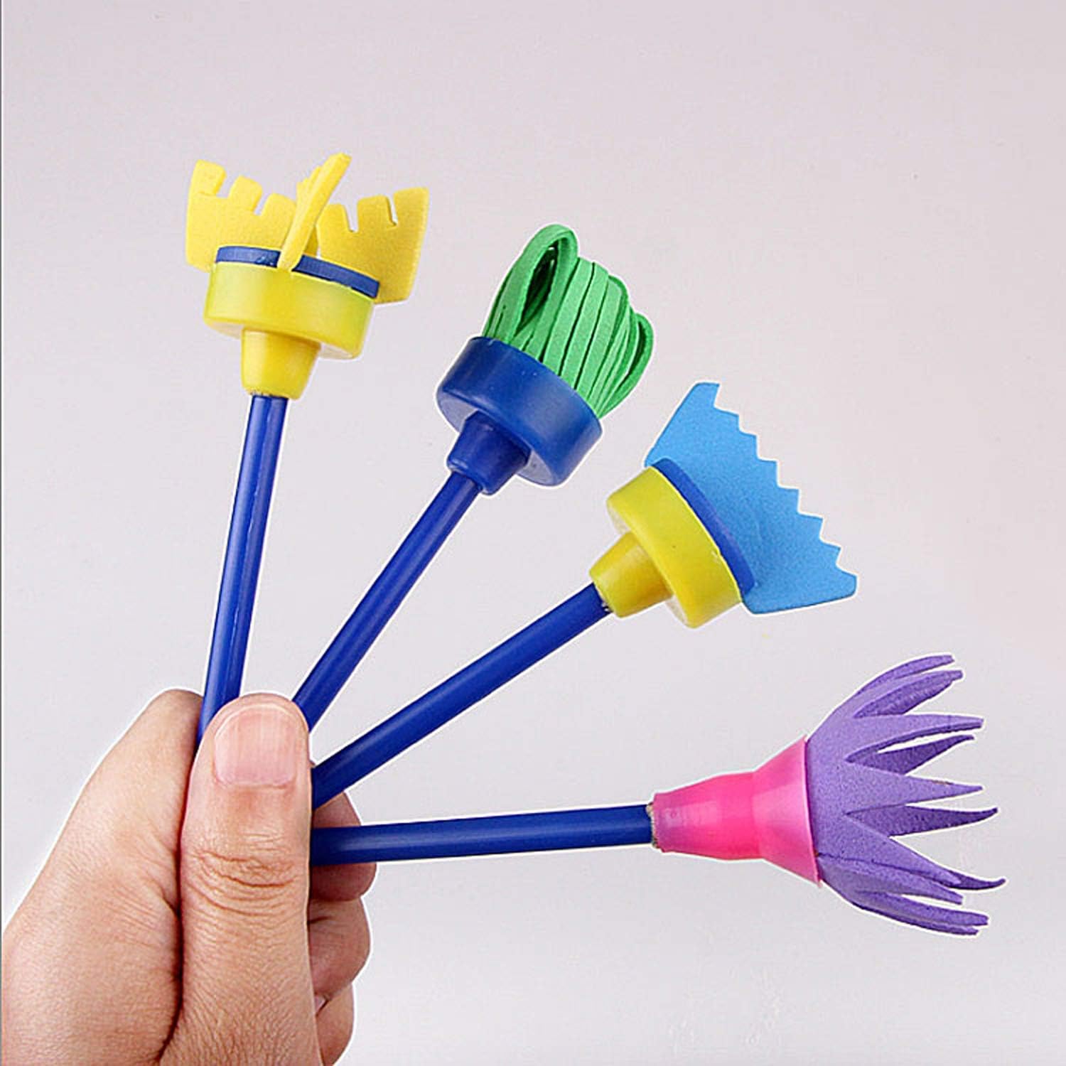 Brille Bee Sponge Stamp Foam Painting Brushes, Flower Shapes, Art Paint Drawing Tools, DIY Graffiti Stamps for Kids Early Learning (Foam Brush 4pcs) - Image 2 thumbnail