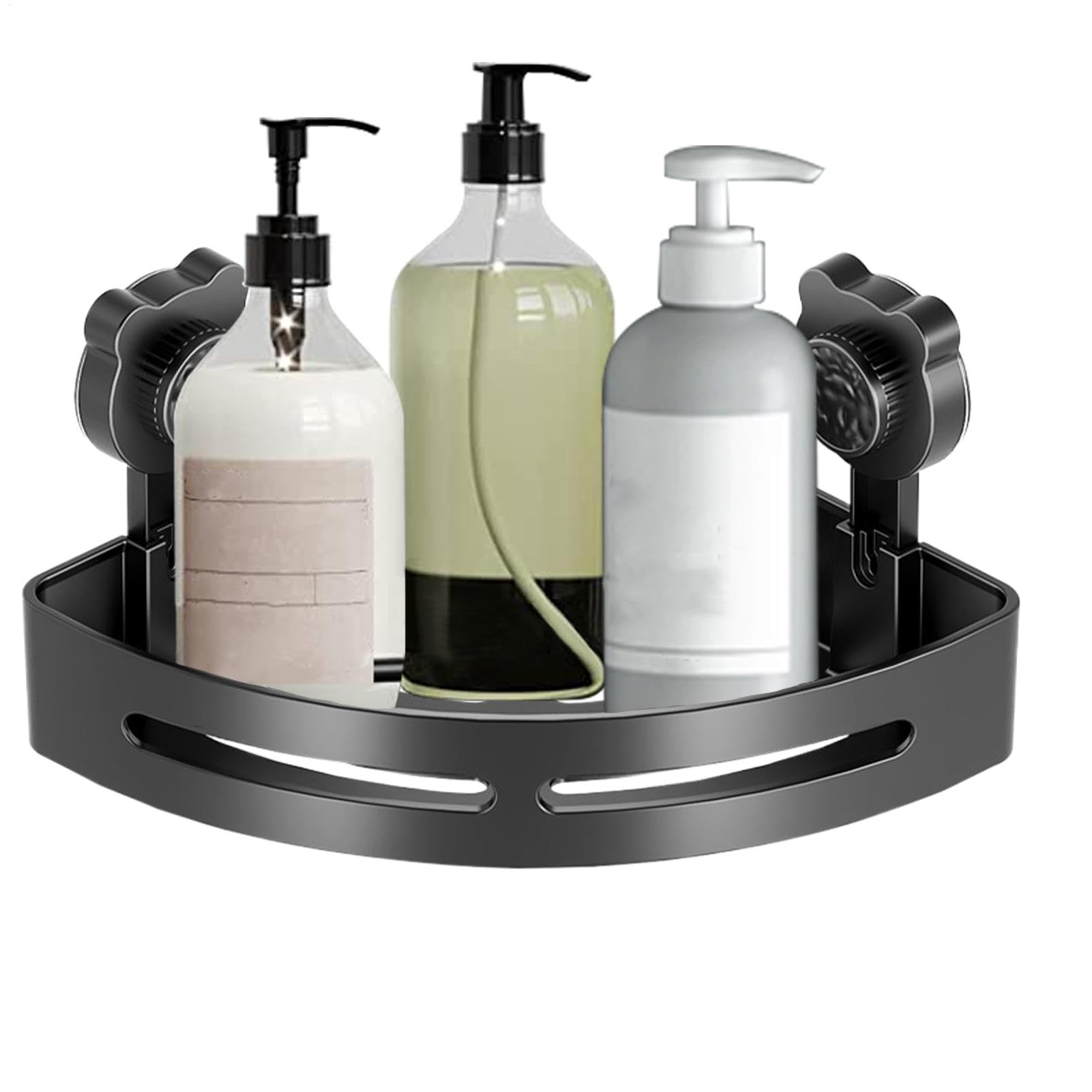 Astralong Mensola Doccia Angolare a 2 Livelli con Portasciugamani e 2 Ganci, Portaoggetti Doccia Senza Foratura in Acciaio Inox, Organizer Bagno Nero, Mensola Bagno per Shampoo Sapone Bagnoschiuma