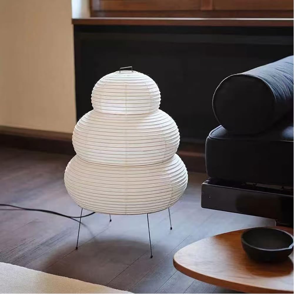 Mengjay Kreative Papier Tischlampe Stehlampe,Retro Reispapier Lampe Nachttischlampe,Tischleuchte Wohnzimmer Deko Lampe, E27 Schreibtischlampe Nachtlicht für Schlafzimmer(A)