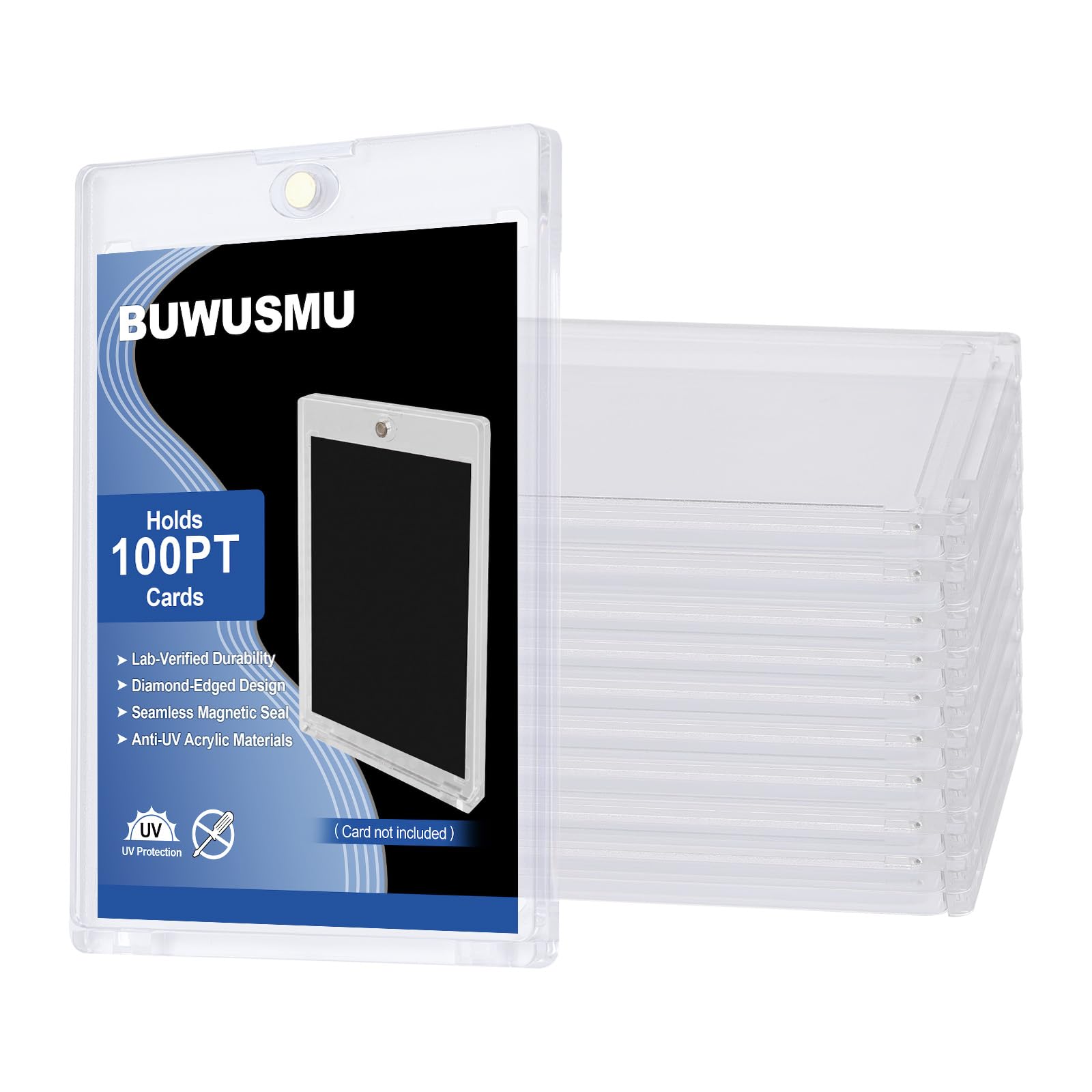 50 Pcs 100 Pt Acrylic Magnetic Card Holders One Touch Card Holder Clear Card Protectors Hard Plastic Magnetic Card Case for Sports Baseball Trading