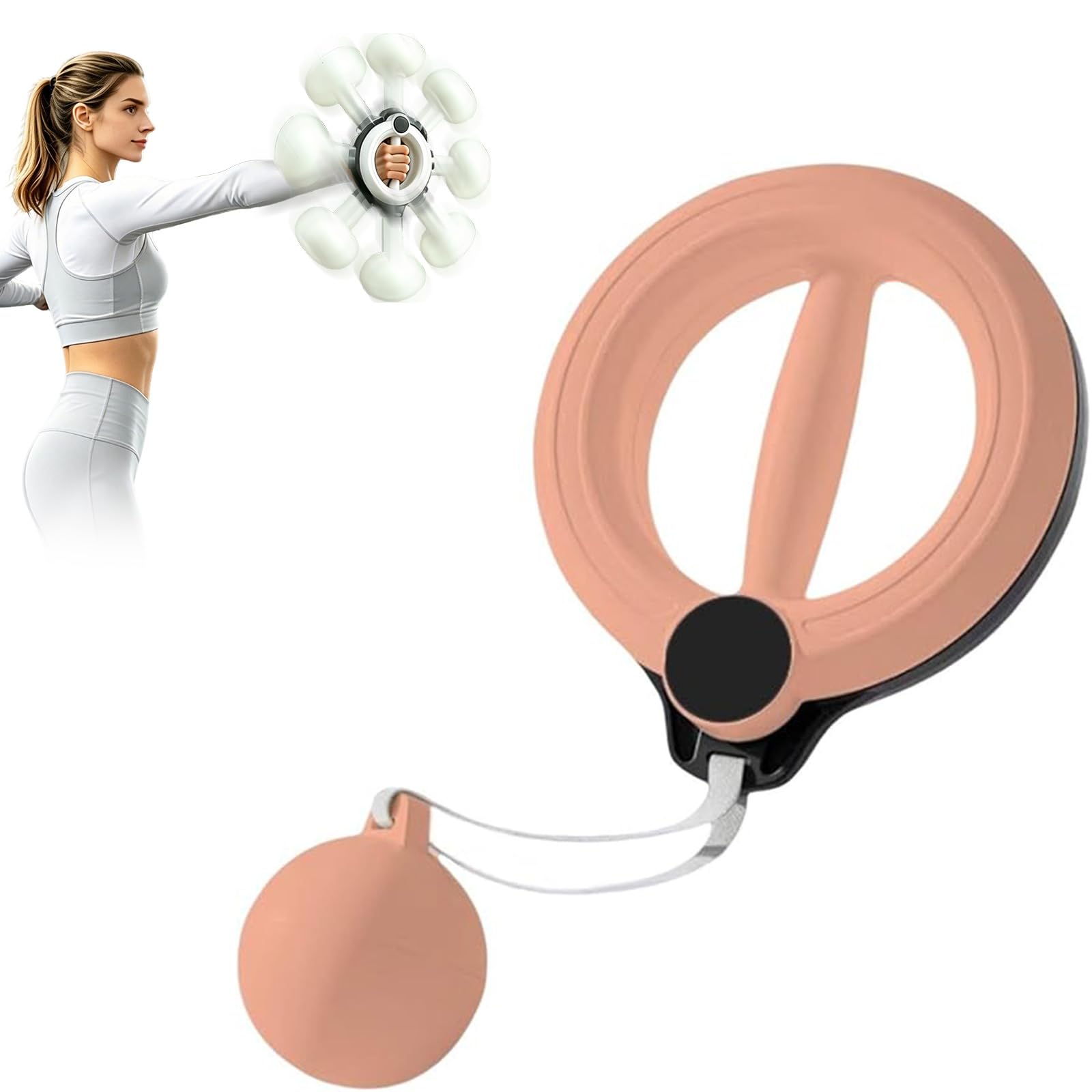 Infinity Hoop for Arms and Shoulder, 360° Smart Flabby Arm Exerciser with Digital Tracker, 1.21lbs PC Hand-Crank Forearm Workout for Upper Body Toning, Women Men Office Exercise (Pink, Standard)