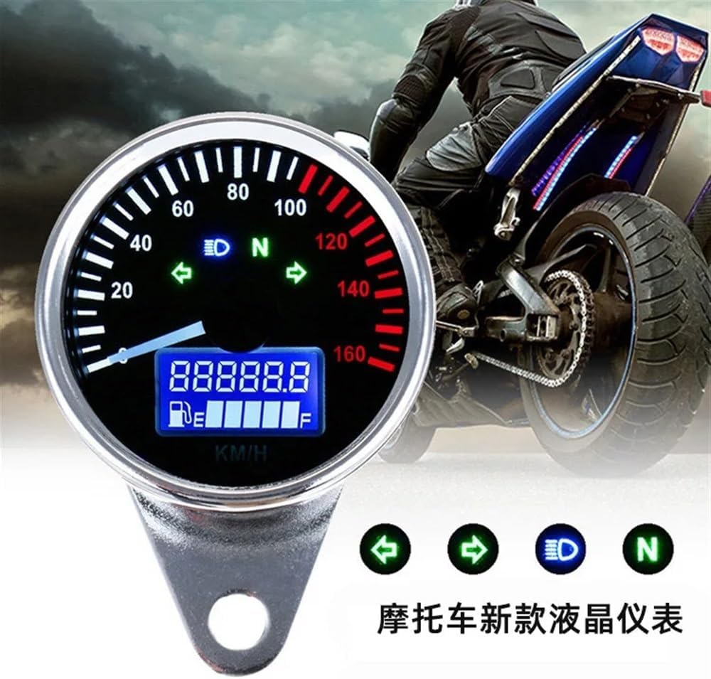 Motorcycle Odometer Gauge Motorcycle Tachometer Tachometer DC12V Universal Digital Gauge Odometer Oil Level Meter Multi-Function Indicator Light