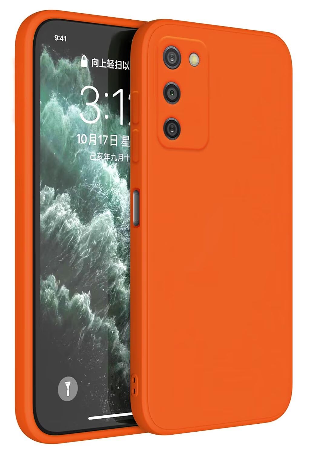 Photo 1 of HAFFAN TPU Silicone Case Compatible with Samsung Galaxy A02s (6.5"), Cover Holster Sleeve - Orange