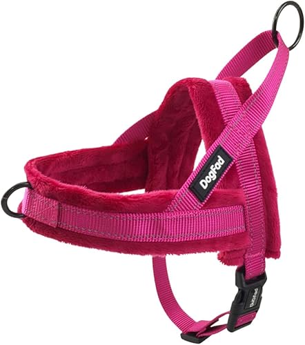 Miniatura 10 de Arnés de felpa para perro, chaleco ajustable sin tirones para clima frío, arnés para mascotas para perros pequeños, medianos y grandes, naranja, XL