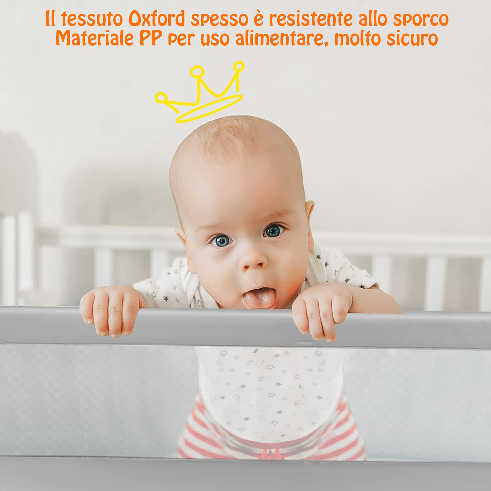 GYMAX Sponda del Letto per Bambini, Paracolpi Barriera di Sicurezza Pieghevole per Lettino, Letto Singolo Matrimoniale Queen King (Grigio, 105 x 38 x 43 cm)