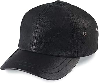 Stonewashed Genuine Top Grain Leather Cap with Vintage Adjustable Buckle- Brown or Black