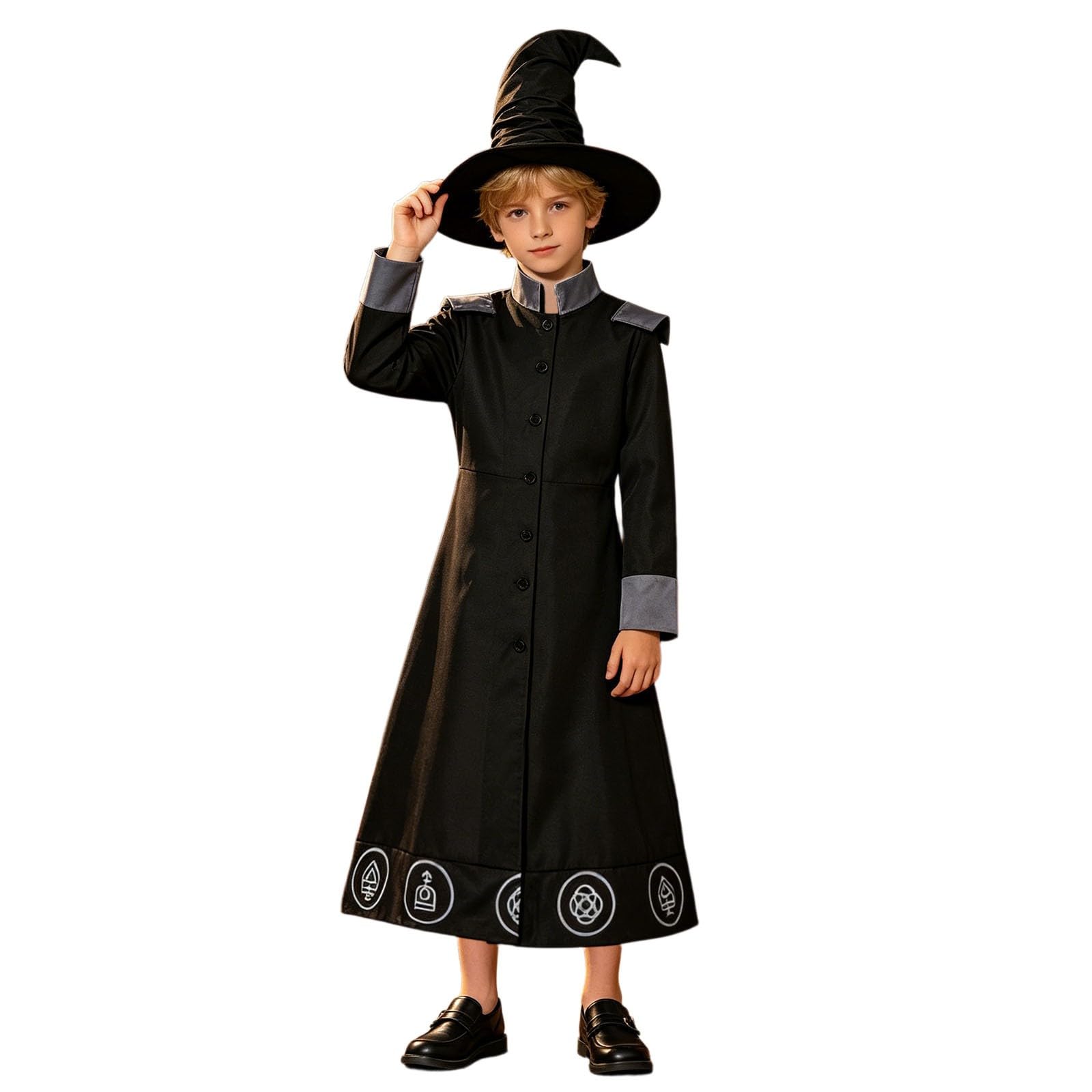 Faschingskostüme Kinder Junge Zauberer Umhang Performance Robe Cosplay Halloween Verkleidung Langer Magier Mantel Für Fasching Und Mottoparty Kinderkostüme Junge