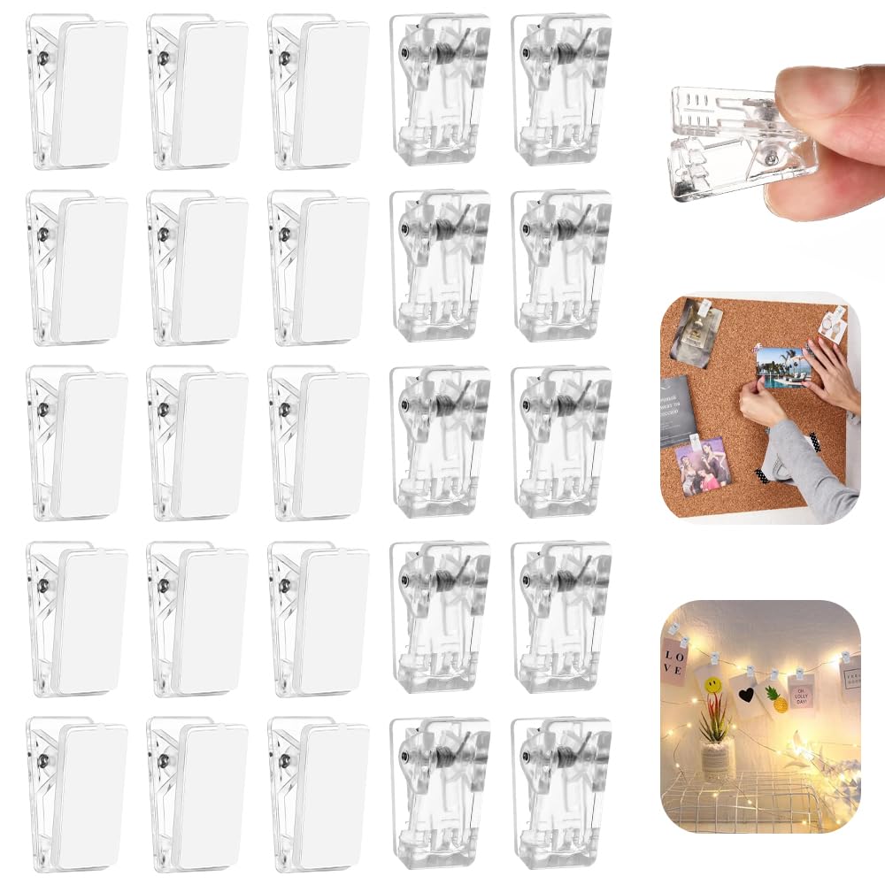 20 Clips Autocollants Transparents Pour Décoration Murale