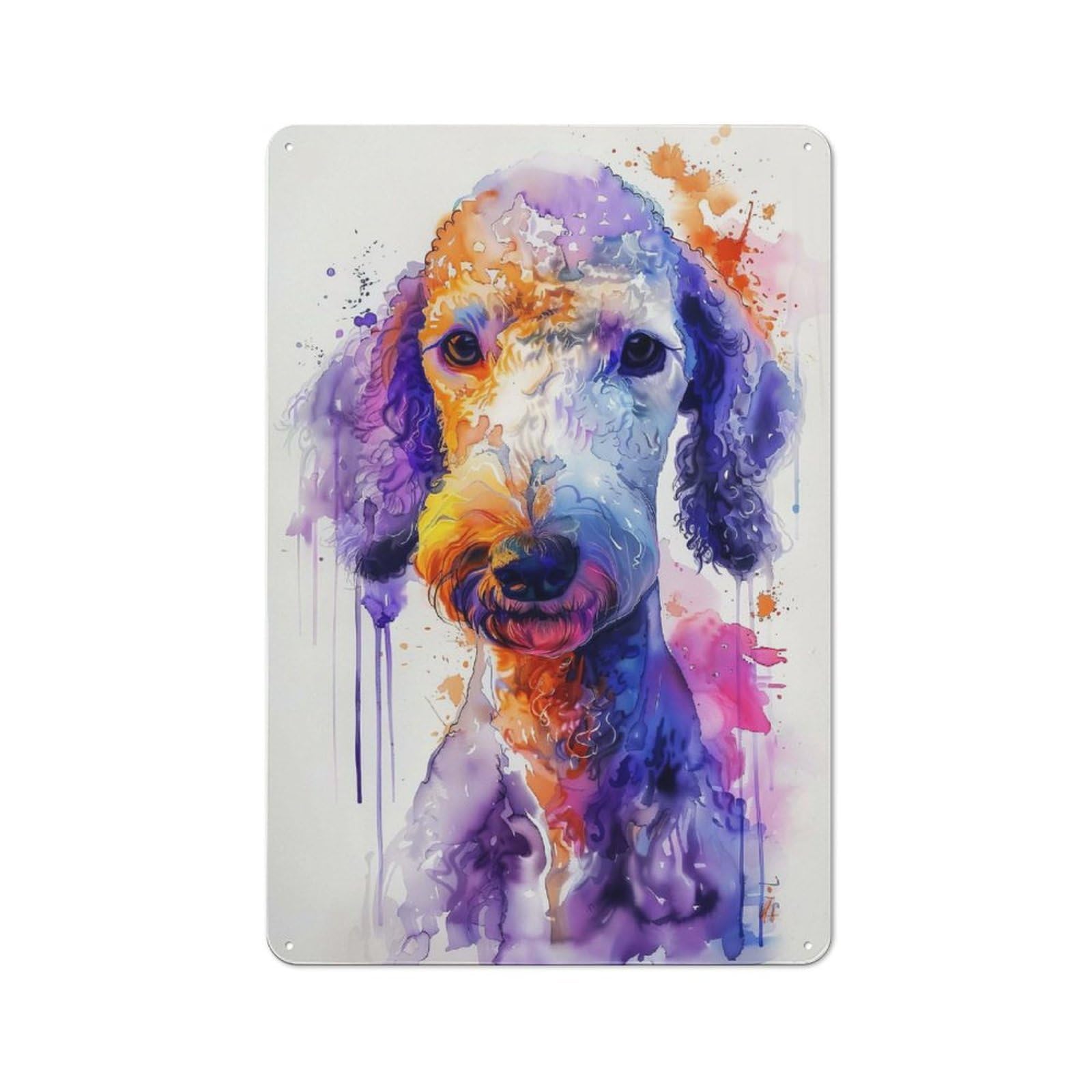 Vintage Bedlington Terrier Metal Plaque 30x20cm, Diner Style Decor for Bakery, Diner, Cafe Or Family Room