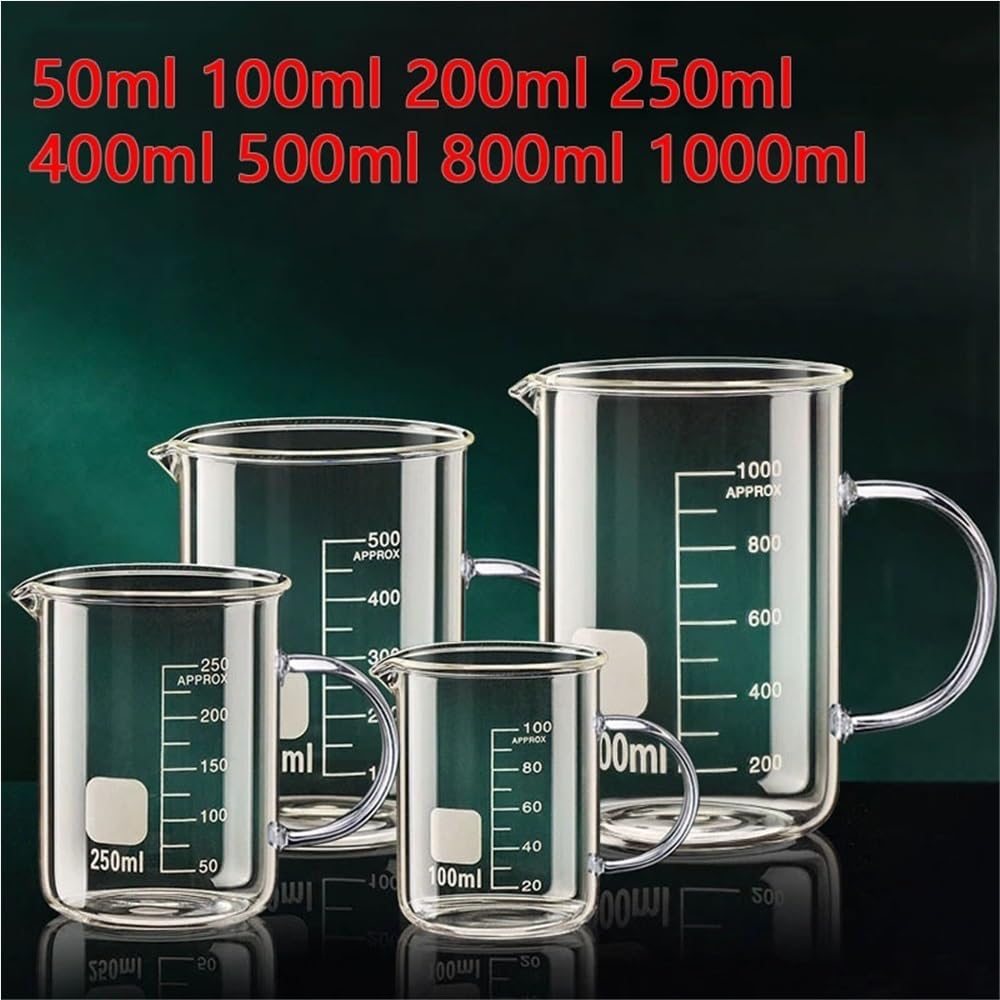 Szklana wysoka zlewka Wysoka zawartość laboratoryjnego szkła borokrzemowego Kuchenna miarka z uchwytem 50-1000 ml(400ml 1pcs)