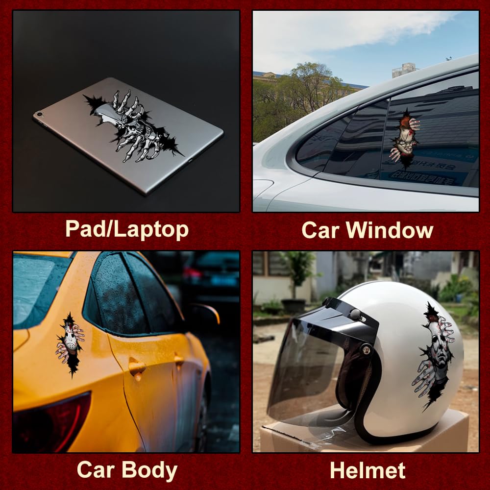 Adesivo Auto Horror Con Teschio E Dito Medio: Il Massimo Del Look Irriverente E 3D Per La Tua Auto! - 4